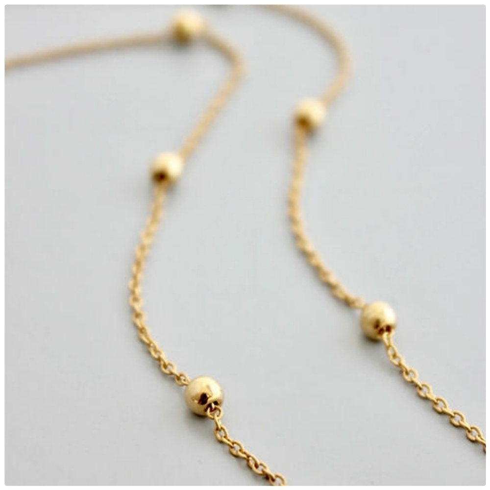 NWT David Aubrey Gold Chain Dots Necklace - 16" Anthropologie